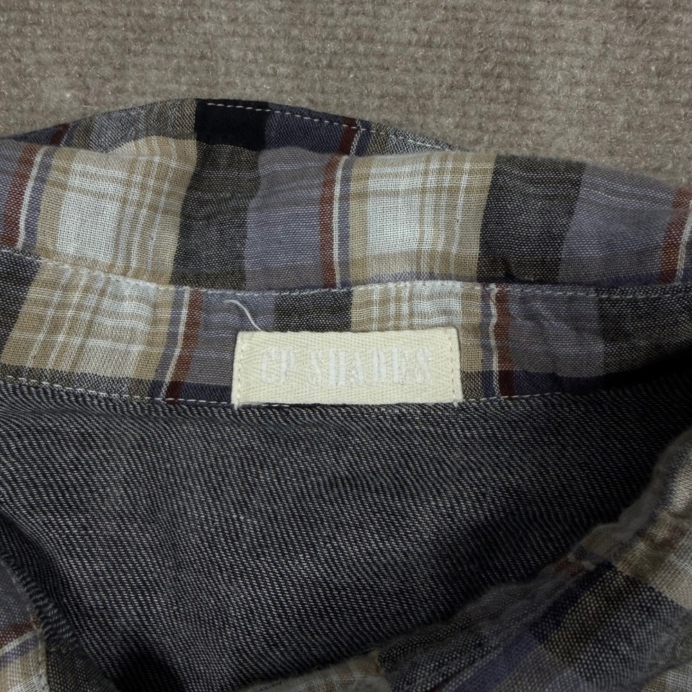 CP Shades Plaid Button-Down Shirt in Blue, Black & Cream - Picture 6 of 9